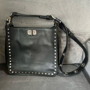 Michael Kors Black Leather Crossbody With Silver Hardware